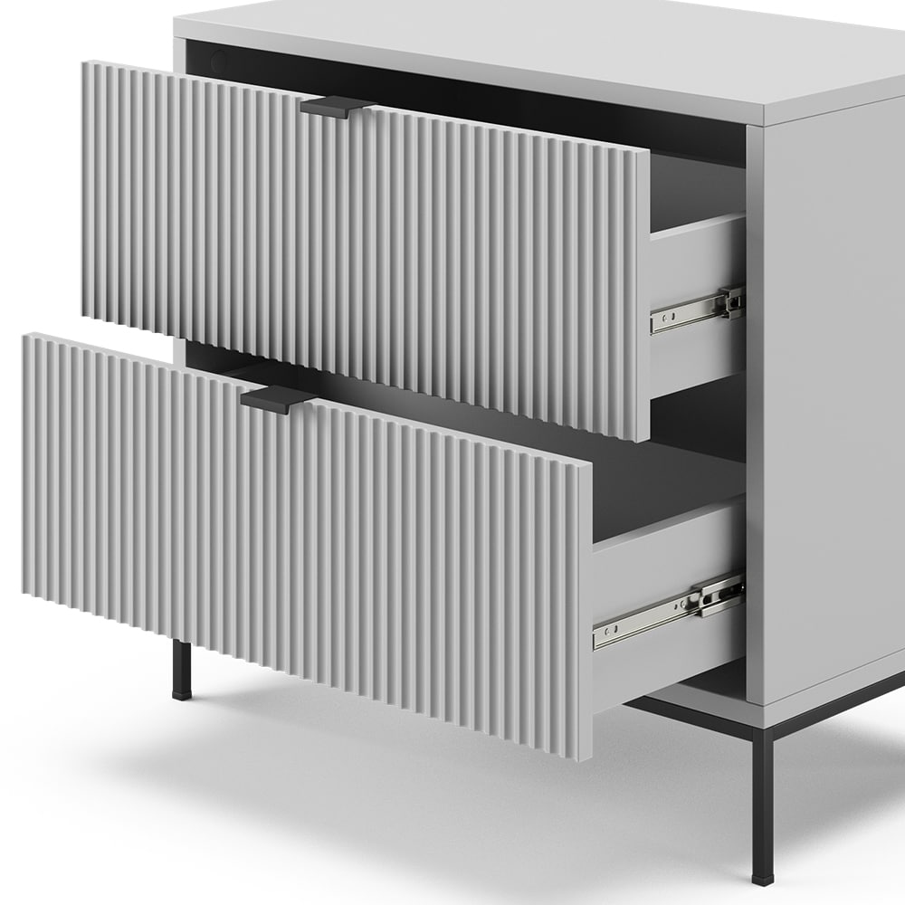 Vicco Nachtkommode Eliza 2er Set, Grau 66 x 36 cm, Nachttisch mit 2 Schubladen