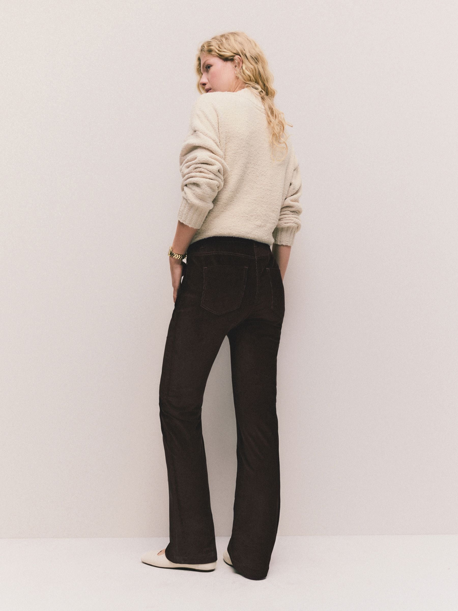 Chocoladebruin - Corduroy boot cut broek