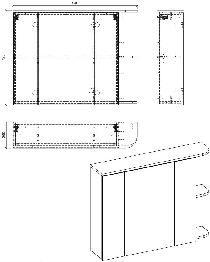Comad Platinum 840 FSC spiegelkast 94cm wit/eiken