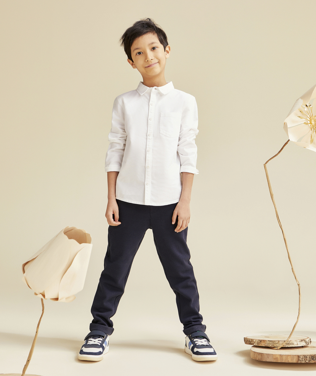 CHEMISE MANCHES LONGUES GARÇON EN COTON BIO BLANC