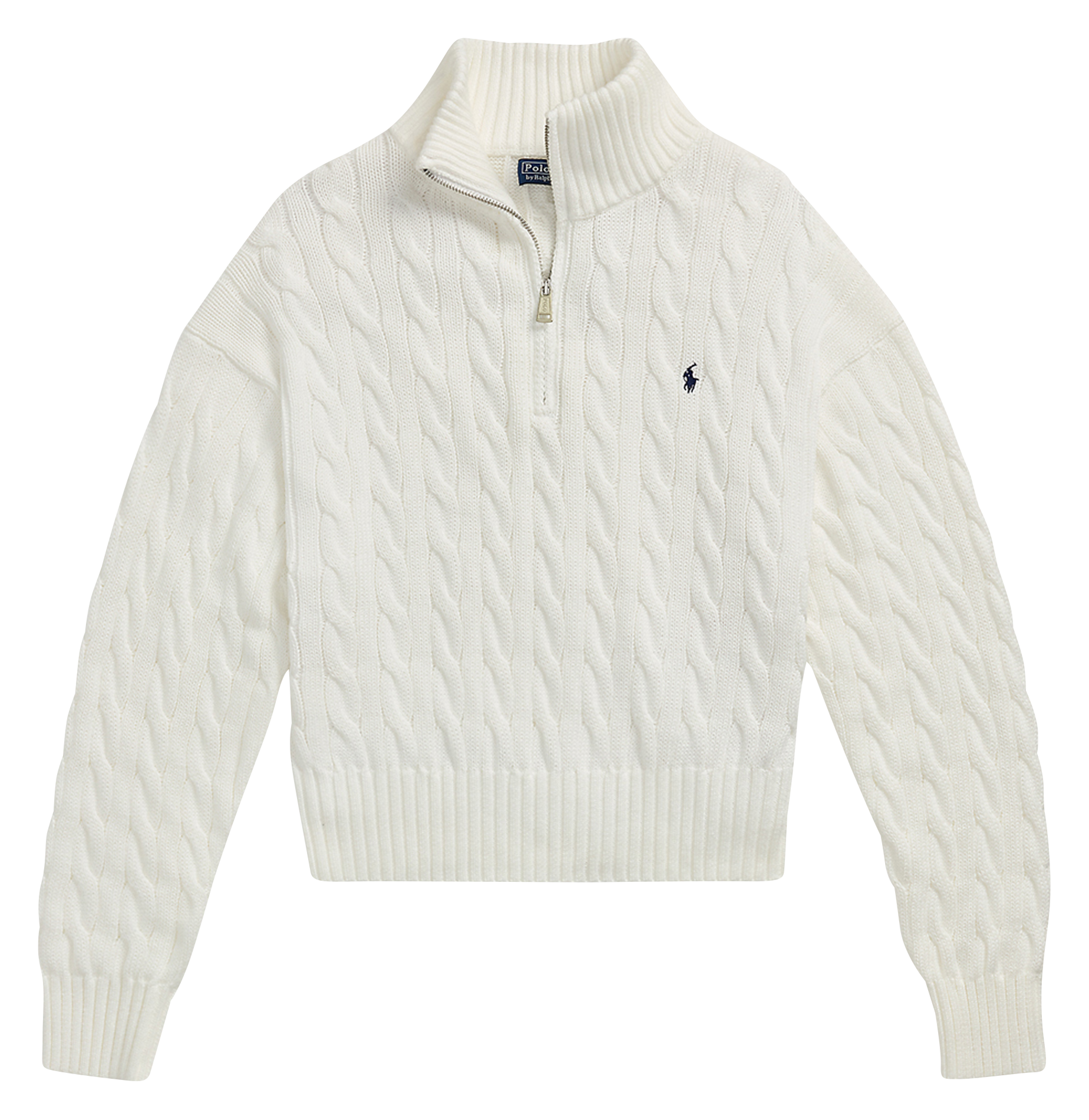 Pull col zippé en coton | Blanc