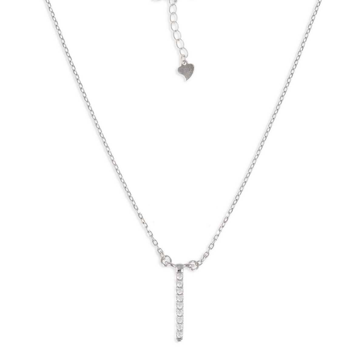 Collier argent rhodié avec cubic zirconia 45cm