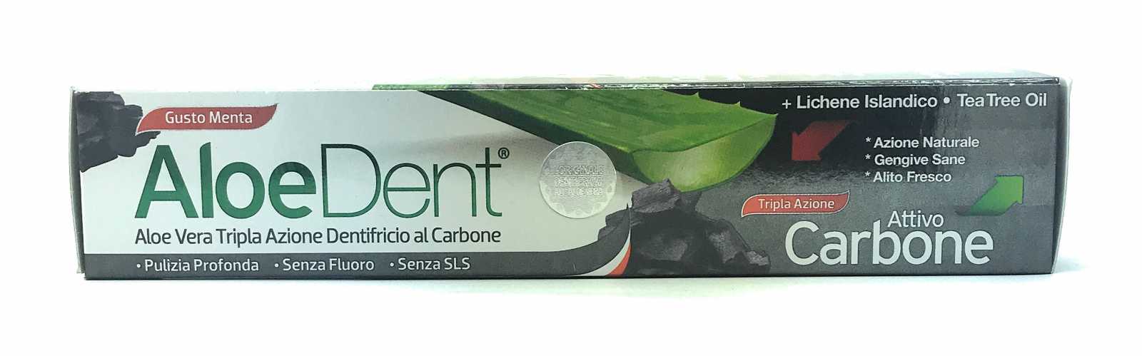 Pasta de dentes Aloe Dent com carvão vegetal e aloe vera, 100 ml