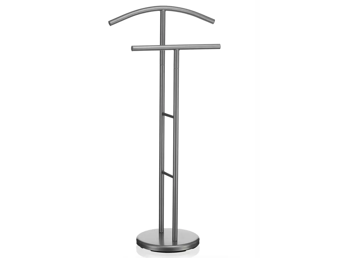 Valet de chambre LAURENZ valet de nuit porte vêtements en métal laqué gris