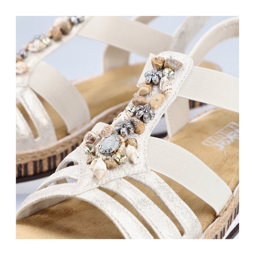 Rieker Sandale  , Sommerschuh, Sandalette, Keilabsatz, im Metallic-Look
