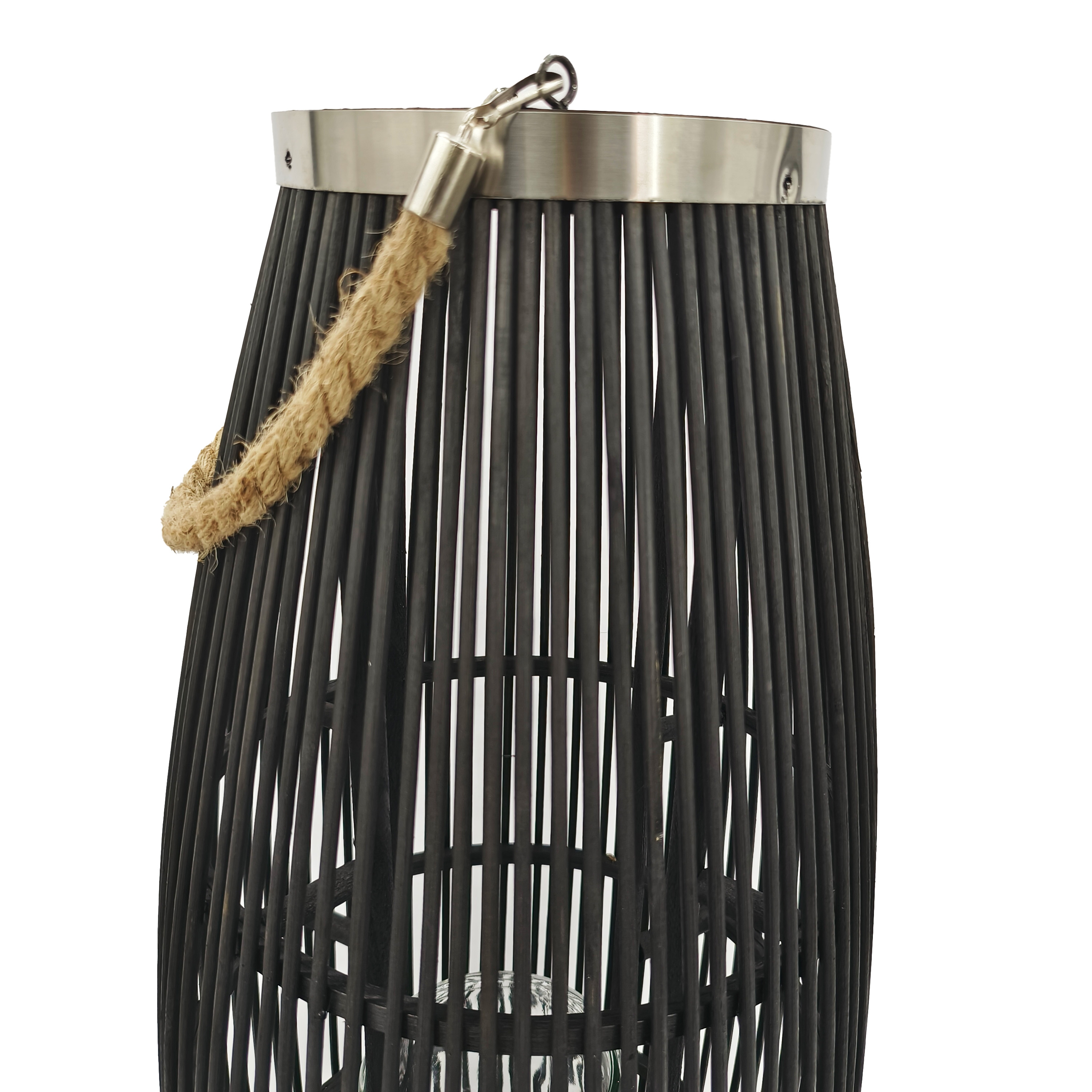 Laterne Bambus 27 x 72 cm schwarz