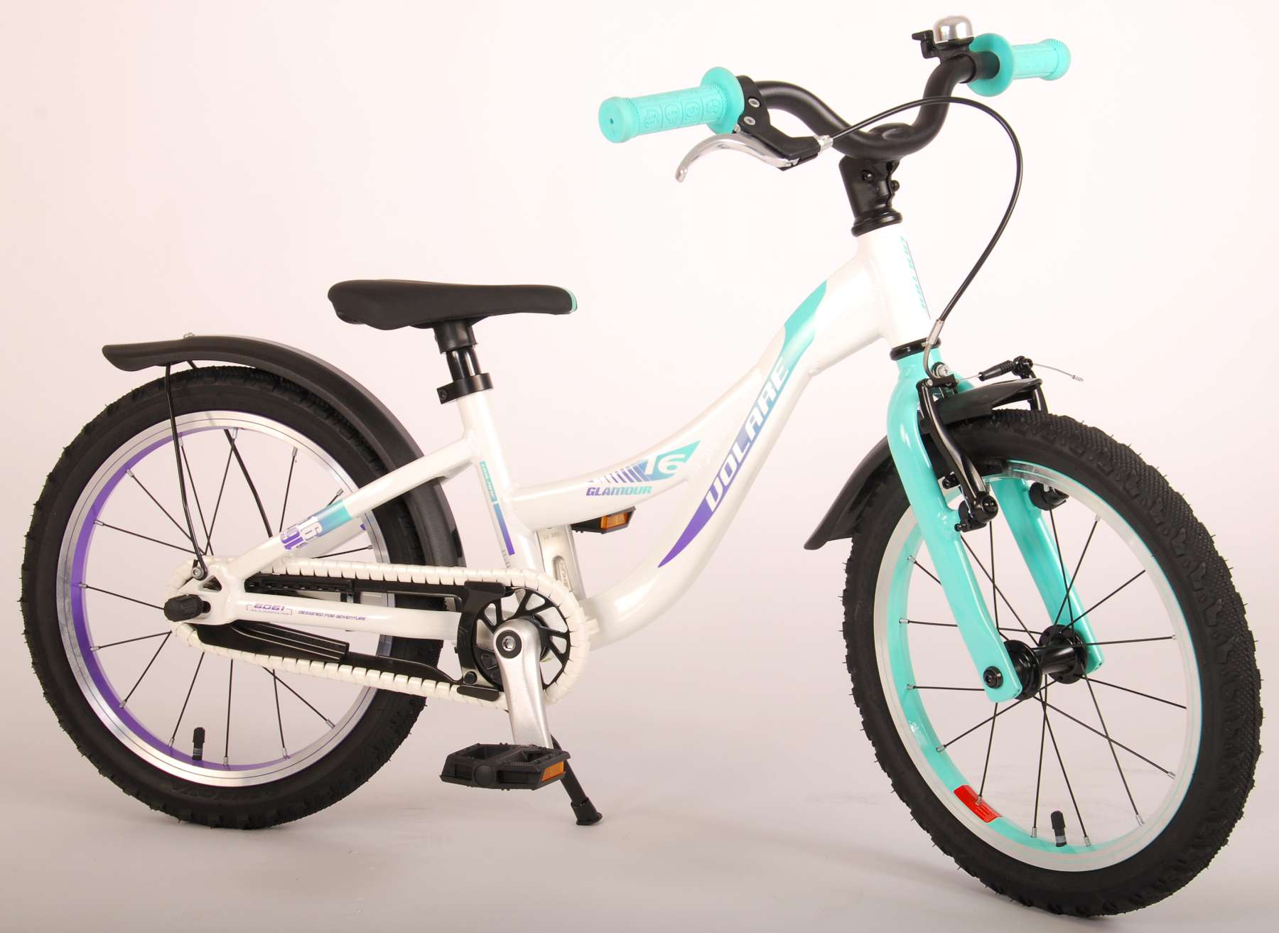 TPFSports Glamour Kinderfahrrad - Mädchen - 16 Zoll - Rücktritt + Handbremse - Perlmutt Mintgrün