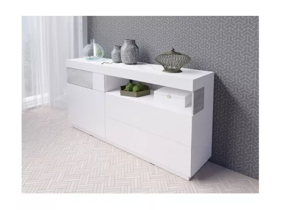 Buffet collection KILES 170cm, Coloris blanc et gris. Style design
