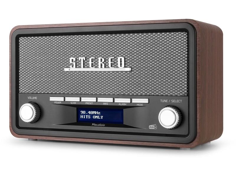 Audizio DAB  Radio Foggia Grau Digitalradio im Retro-Design mit Stereo-Lautsprechersystem und Senderspeicherung