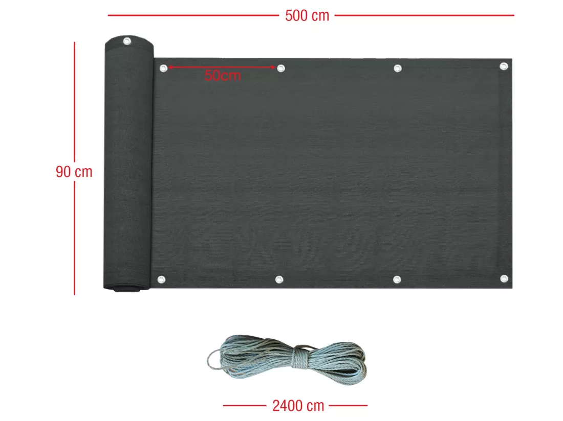 Brise-Vue Balcon Pare Soleil Polyéthylène Gris Anthracite 0,9x5