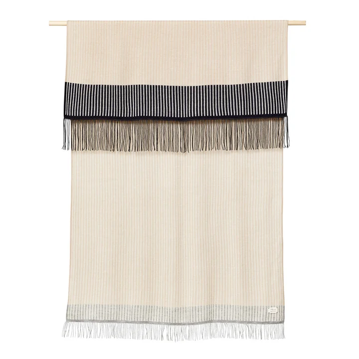 Form & Refine - Aymara Decke, 130 x 190 cm, gemustert mit Streifen, Creme