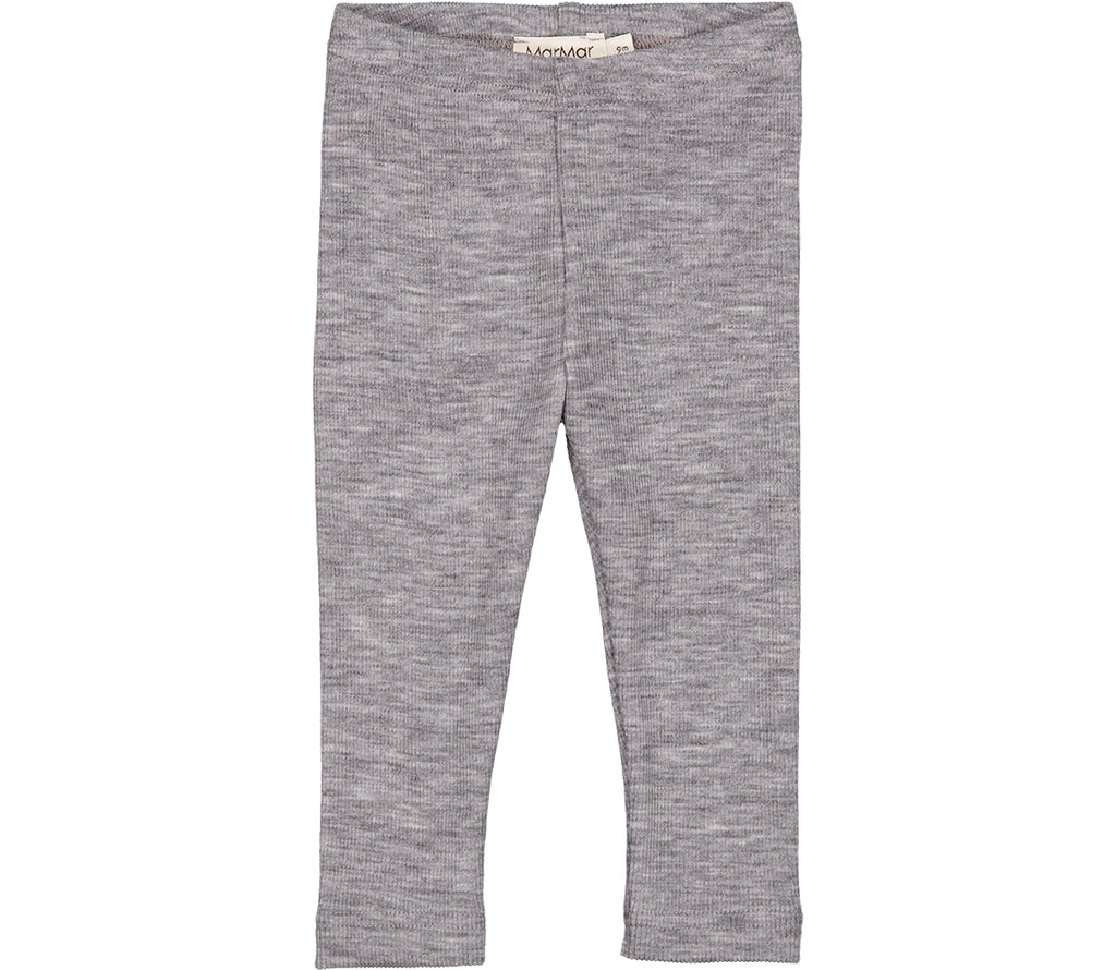 Leg, Uld Rib Leggings - Grey Melange