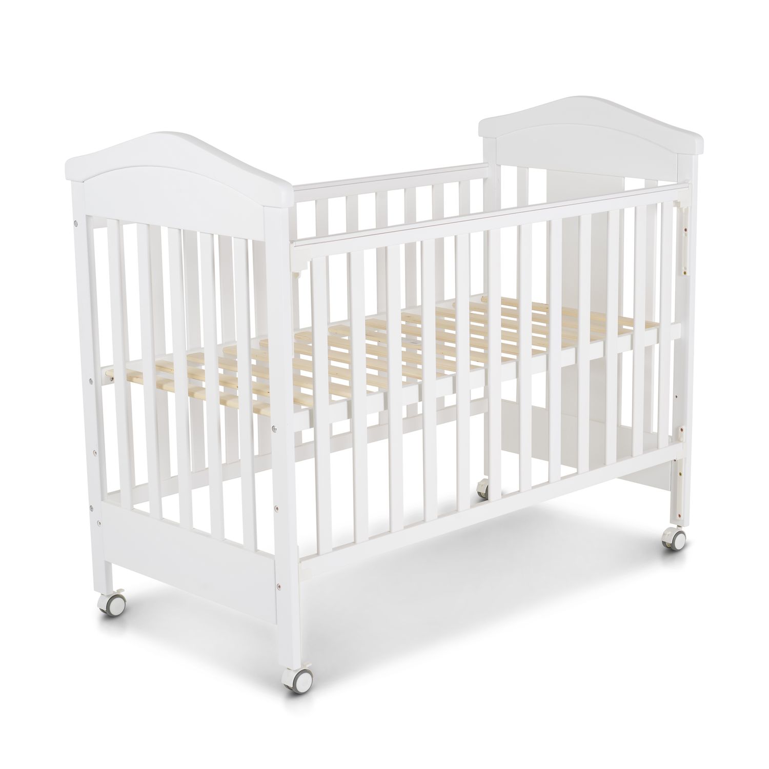 Cangaroo Babybett Wing 120 x 60 cm Gitterbett Buchenholz Räder 3 Höhenpositionen weiß