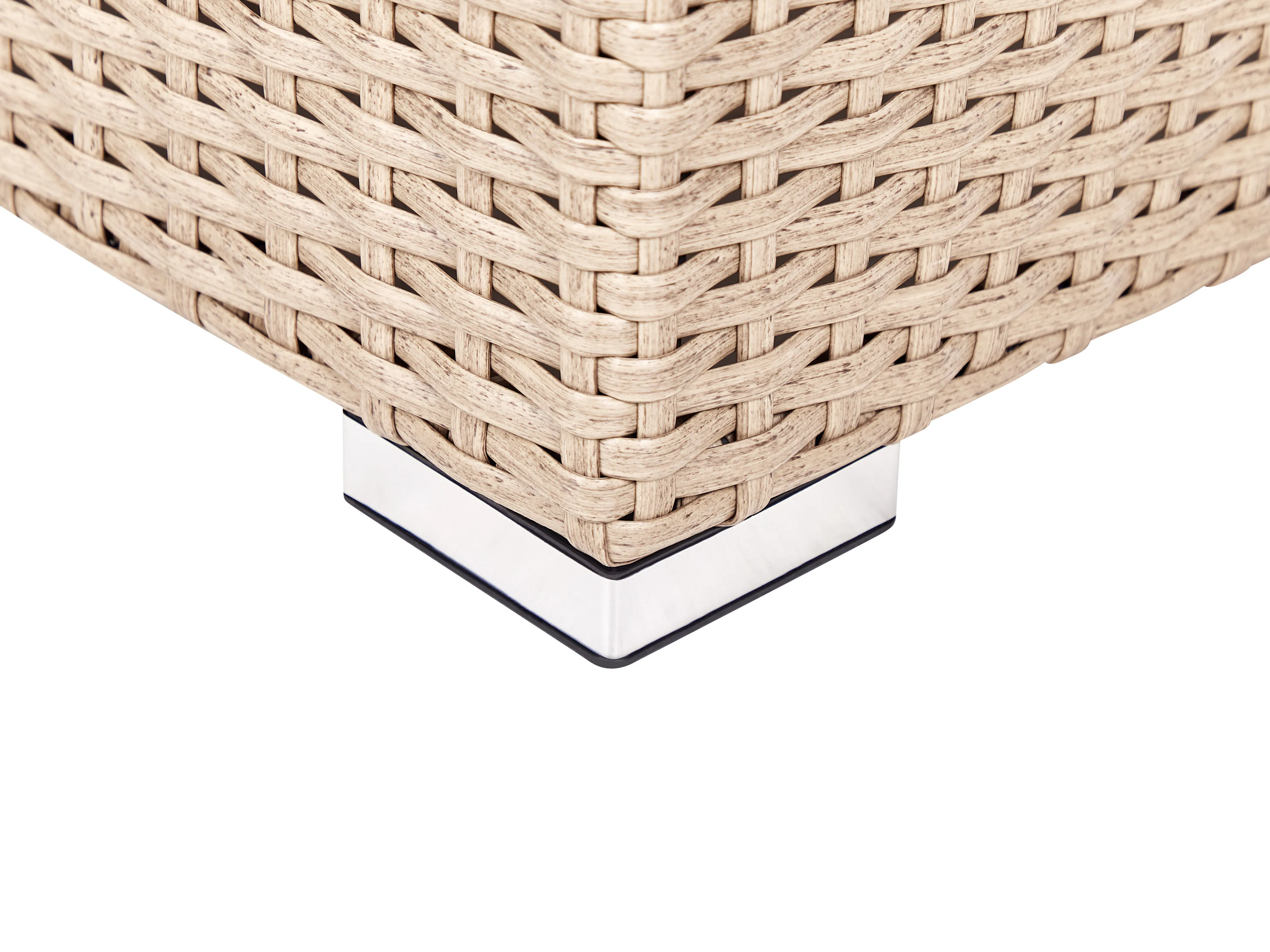 Loungeset met tafel 8-zits XXL rechtszijdig modulair PE rotan Zandbeige