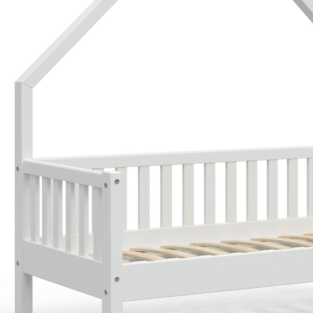 VitaliSpa Hausbett Kinderbett Spielbett Noemi 70x140cm weiß Rausfallschutz