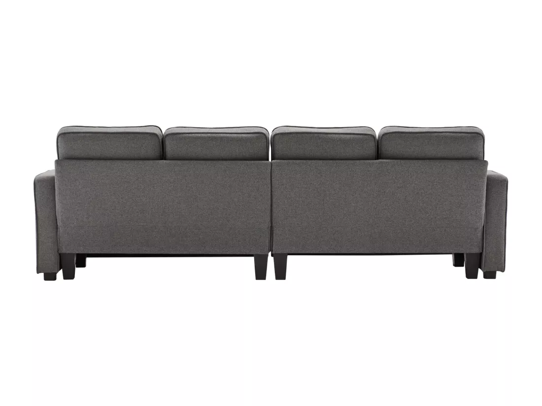 Canapé fixe 4 places en tissu lin - avec poches sur les côtés - Gris