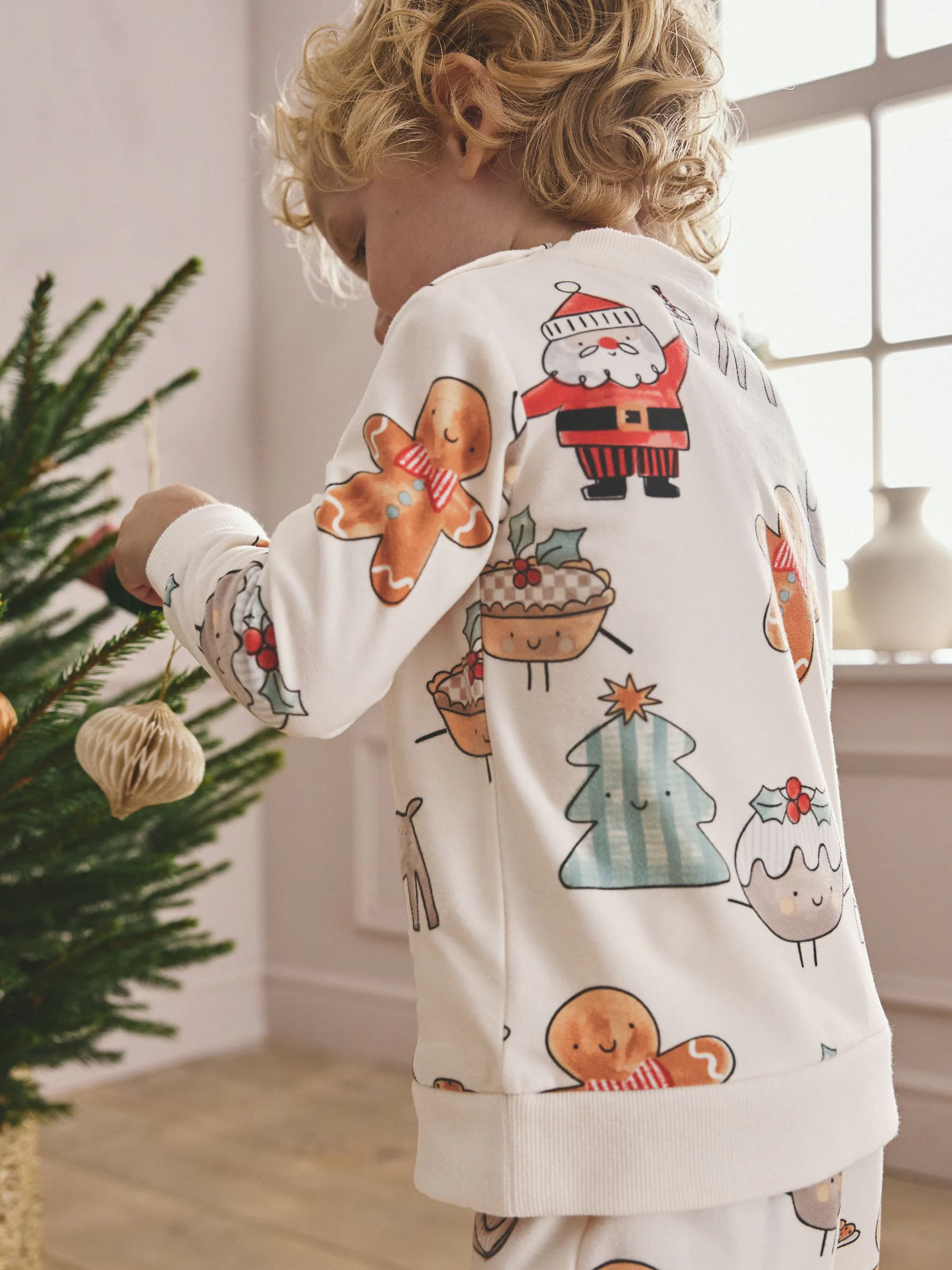 Crème - Enkele behaaglijke fleece kerstpyjama (9mnd -10jr)