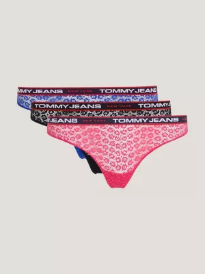 Conjunto com 3 Calcinhas Fio Dental de Renda Floral Nova York