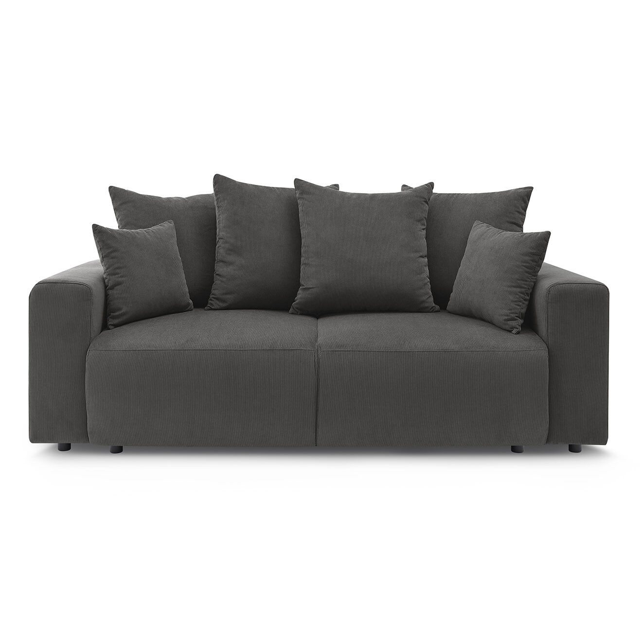Bobochic Canapé droit fixe 2 places envy velours côtelé gris foncé - 210x100x95 cm