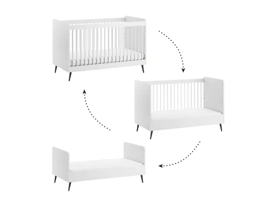 Lit évolutif 70x140 et armoire 2 portes Blanca Blanc