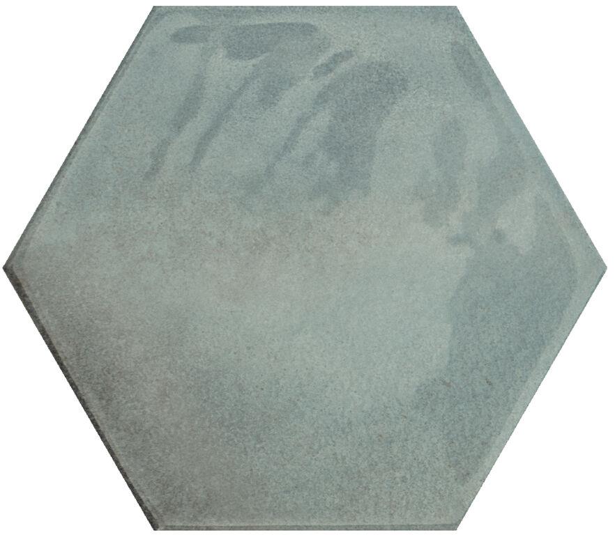 Tegelsample: Jabo Moon Green keramische wandtegel hexagon 16x18cm