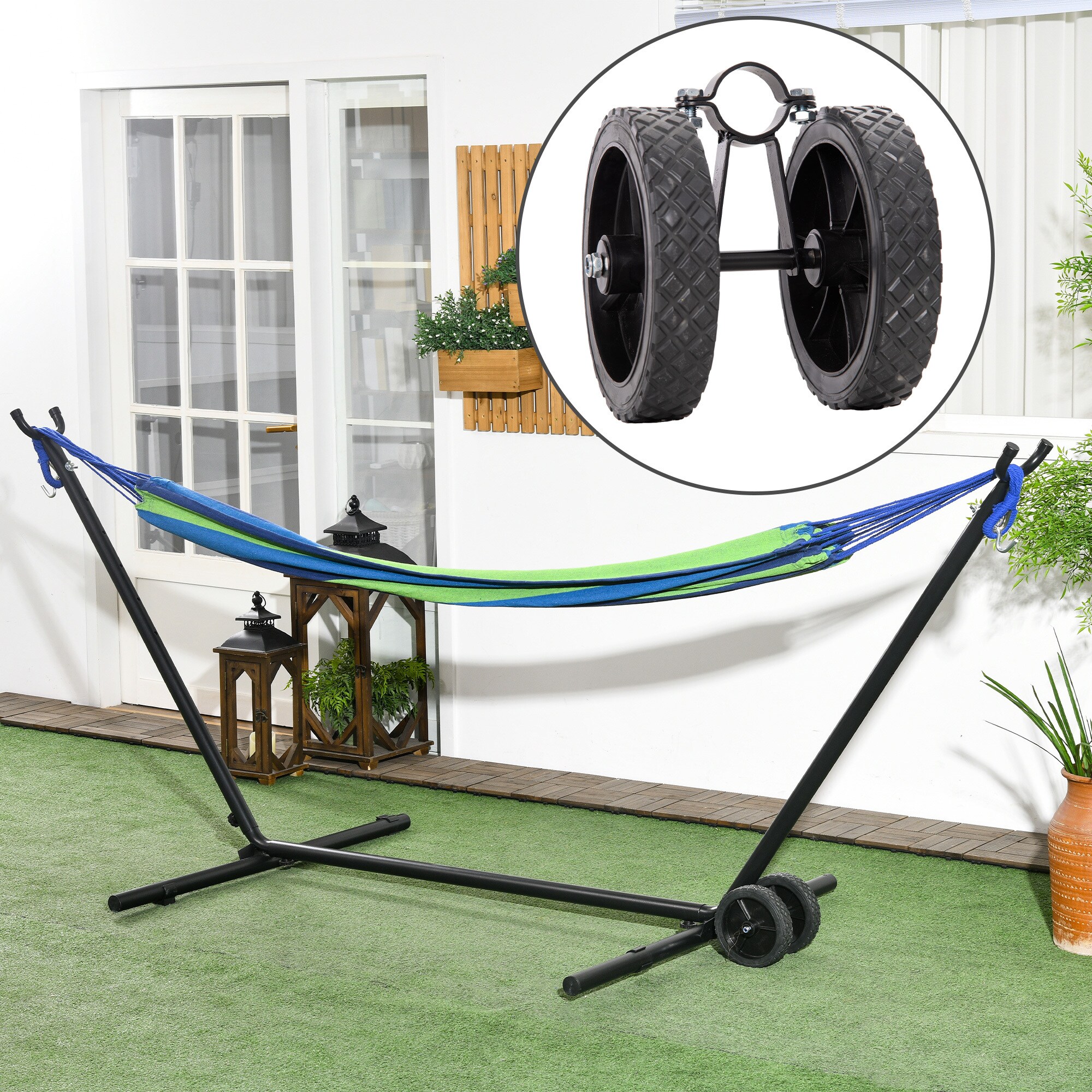 Outsunny Hängemattenrad-Kit mit tragbarem Design schwarz 20L x 18B x 18H cm