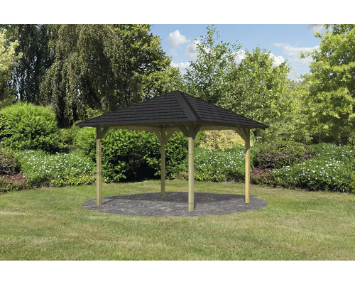 Karibu Ostrau paviljoen inclusief shingles, H-ankers 289 x 289 cm drukgeïmpregneerd