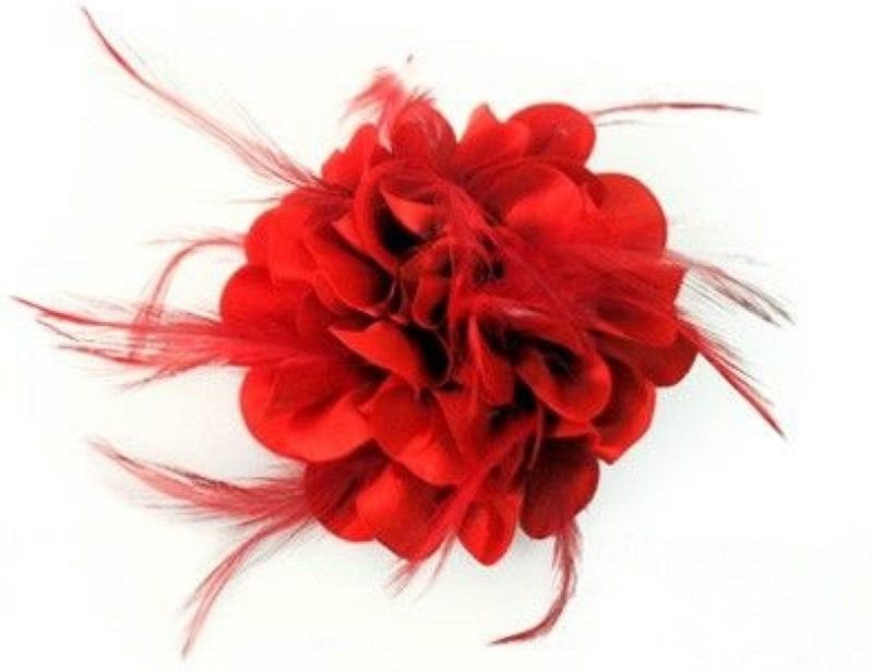 Bloemcorsage - Veertjes - Speld - Voor Kleding of Hoed
