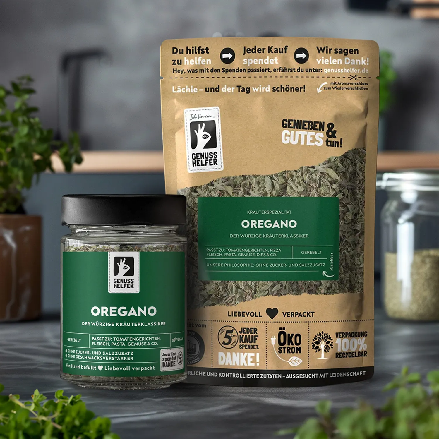 Oregano, gerebelt, im Glas