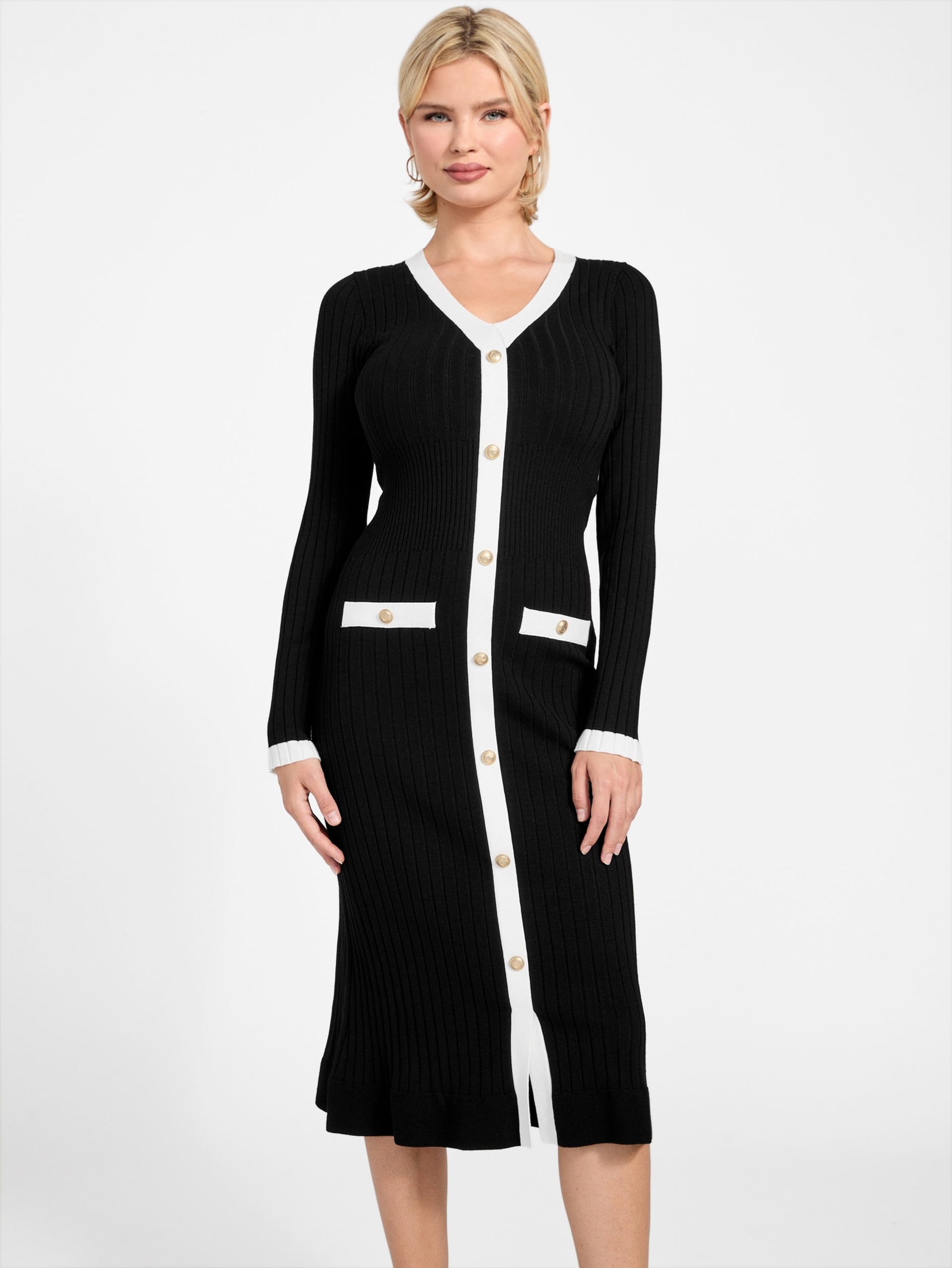 Vestido midi canelado