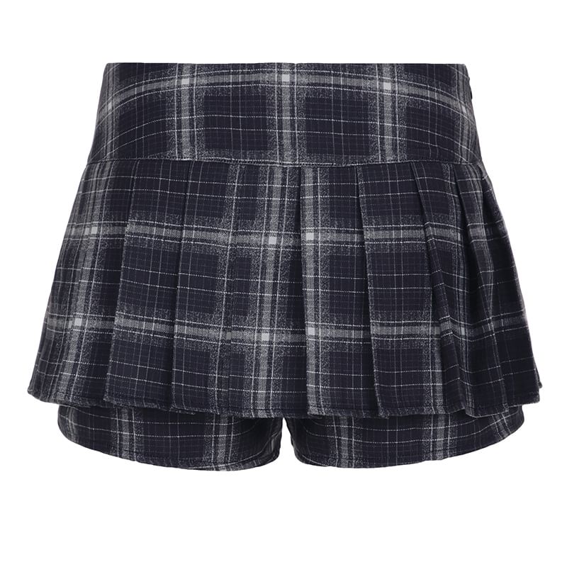 Genrovia - Geruite geplooide skorts met gemiddelde taille