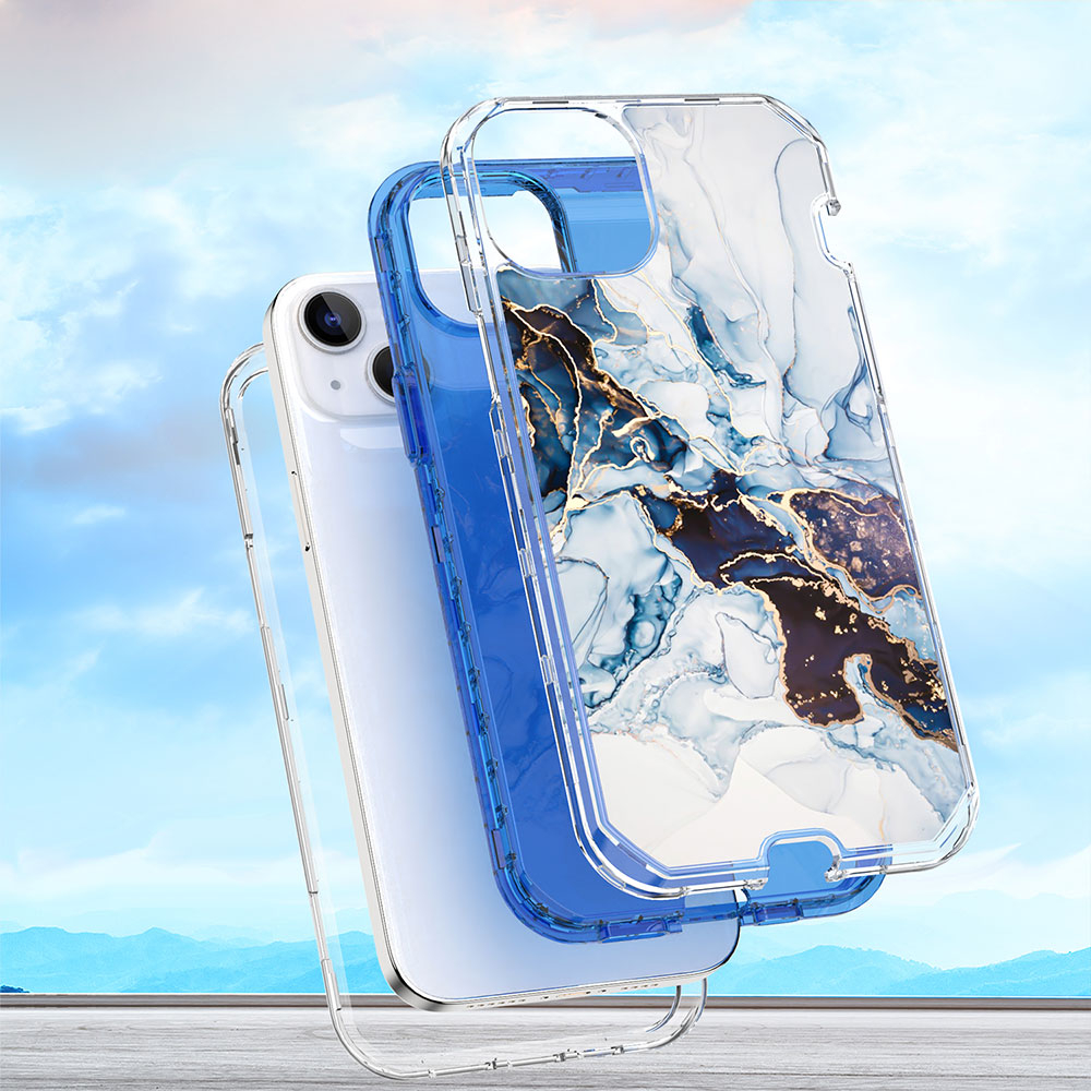 iPhone SE (2022/2020) / 8 / 7 Hybrid Hülle TPU Bumper mit Acryl Rückseite im Marble Marmor Design - Style 3