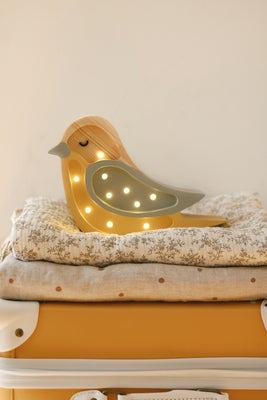 Little Lights Mini Lampe Fugl, Khaki/Light Mustard