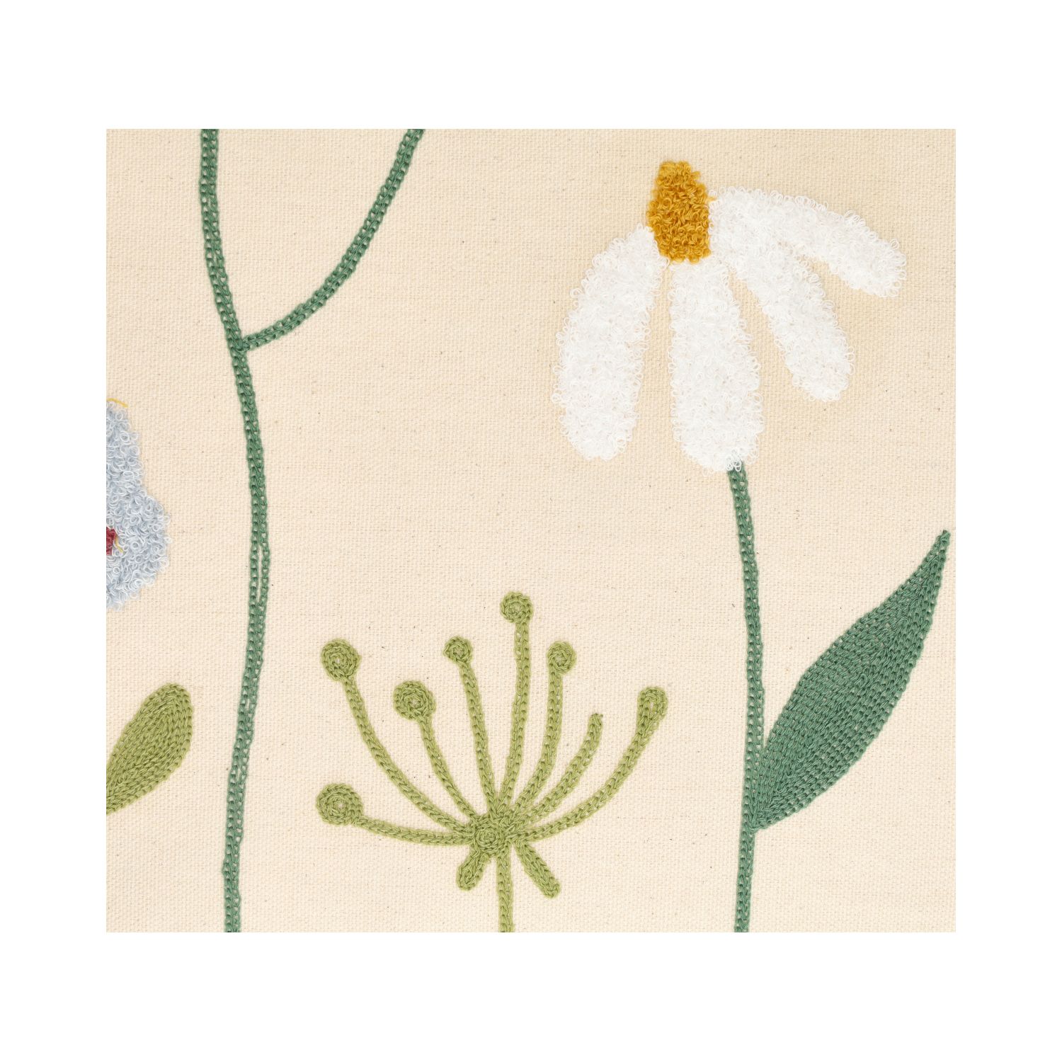 Kussen, bio-katoen, lentebloemen, 50 x 50 cm
