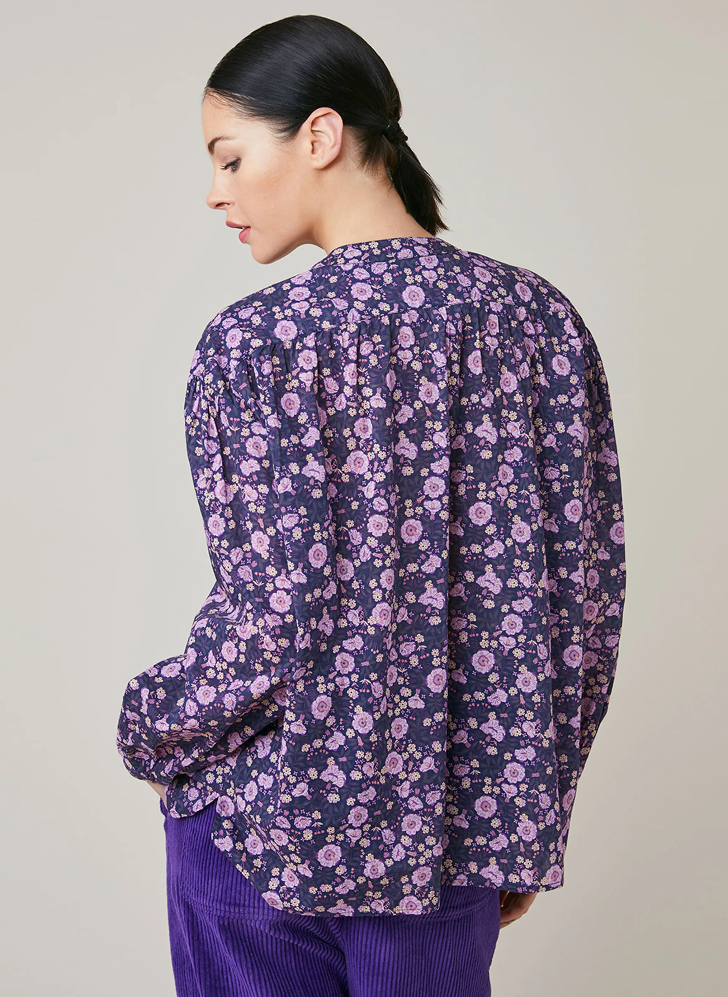 FABIOLA - Chemise col rond à imprimé fleuri | Rouge