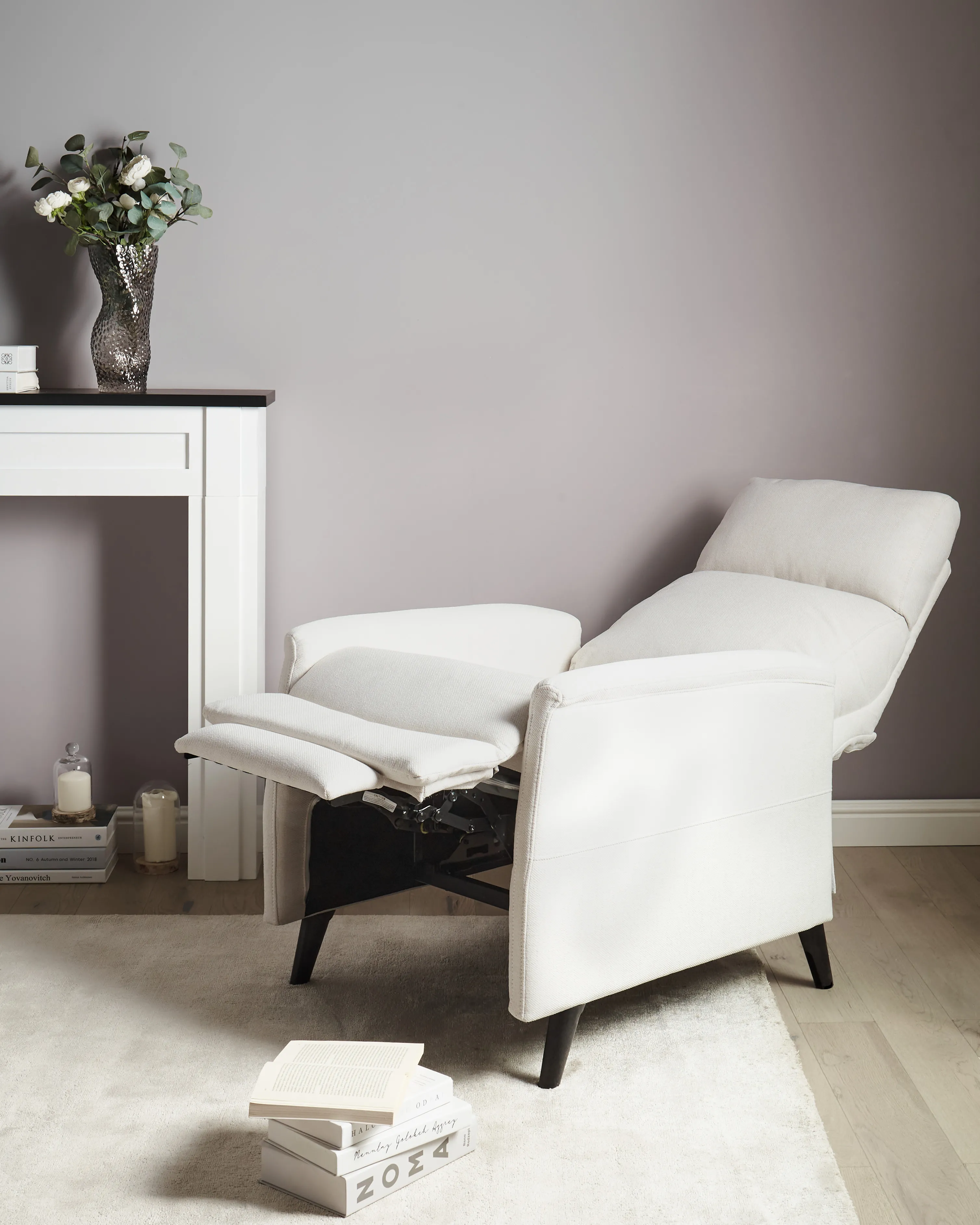Relaxfauteuil SELVIK inclusief voetensteun Stof Gebroken wit