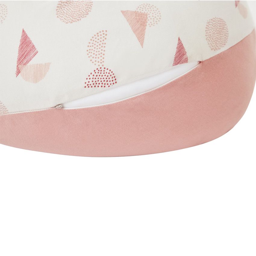 Coussin d'allaitement Géometric avec housse rose 160 cm - Ecru
