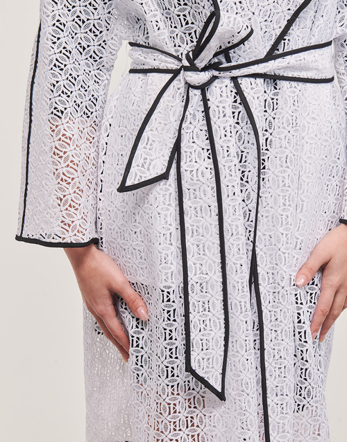 Karl Lagerfeld - KL EMBROIDERED LACE COAT Blanco / Negro