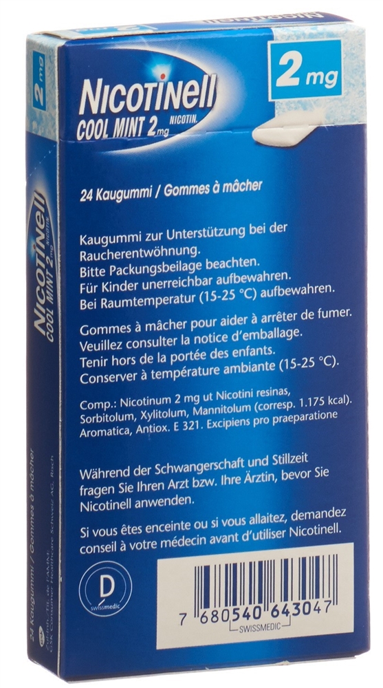 NICOTINELL Gum Kaupast 2 mg cool mint Blist 24 Stk