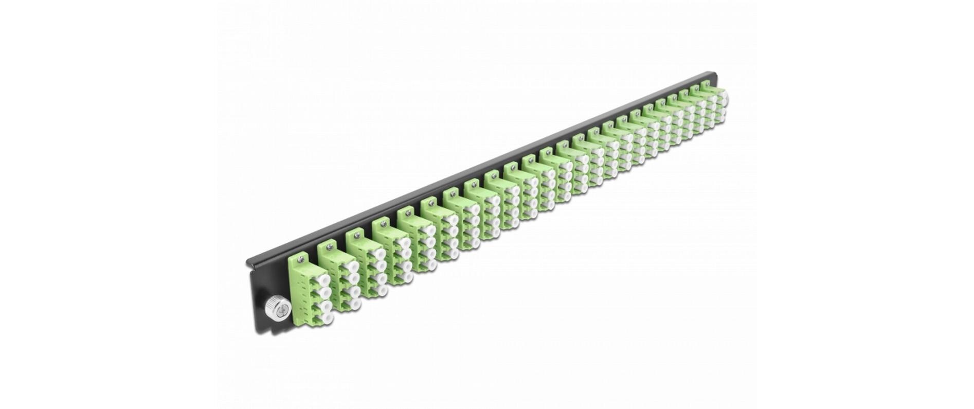 Verteilerplatte Frontblende 24 Port LC Quad OM5 MM lindgrünDelock 19″ Spleissbox Frontblende 24 Port LC Quad OM5 Multimode lindgrün