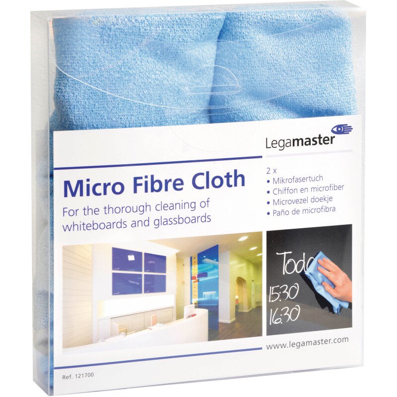 Chiffon microfibre effaceur pour tableaux blancs et verre Legamaster - Boîte de 2