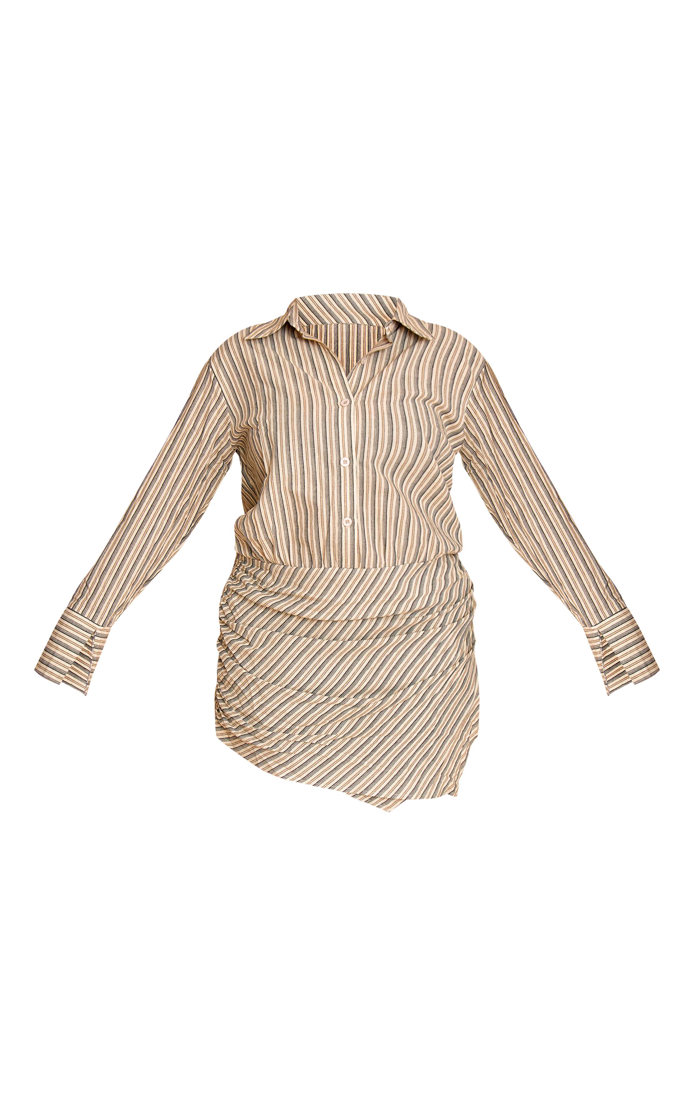 Gris Pierre Combi-short Jupe-culotte À Manches Longues Style Chemise Aspect Lin Grande Taille