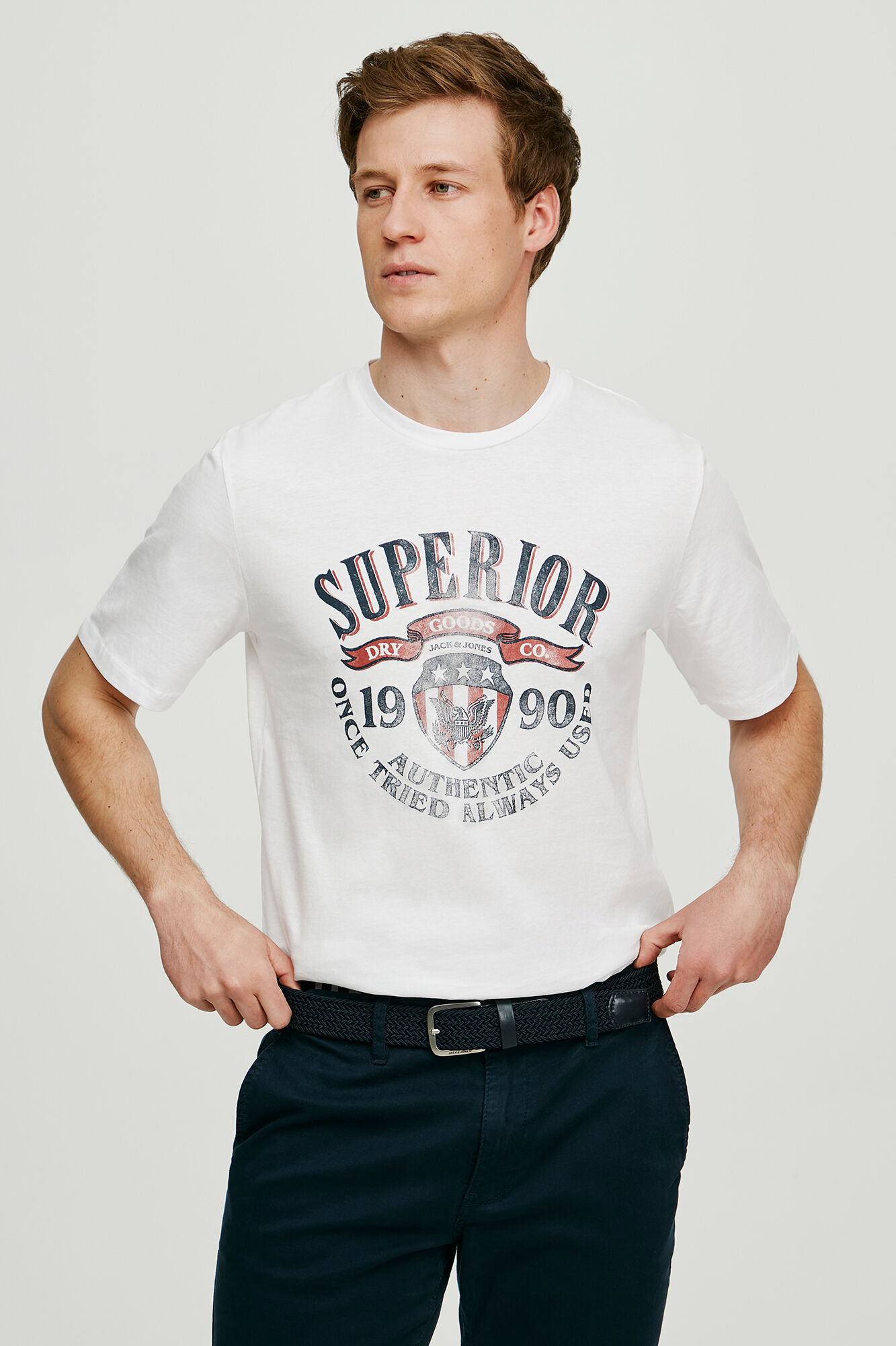 Camiseta de algodão com mensagem - Branca