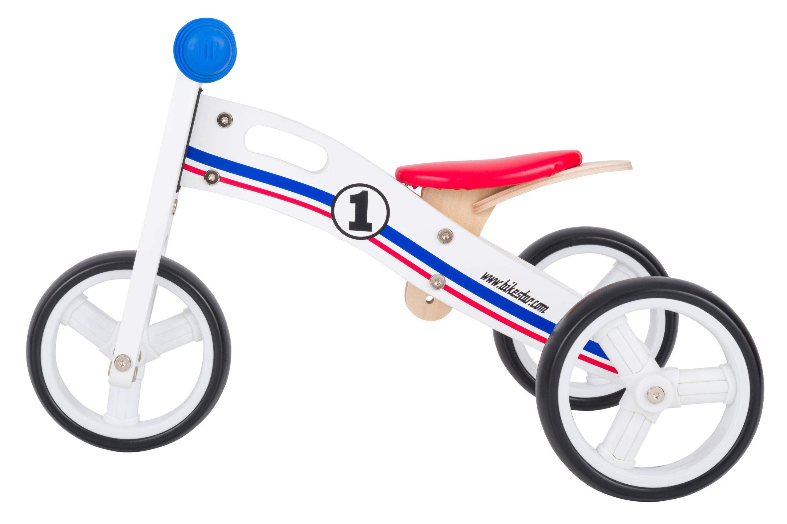BikeStar mini loopfiets 2 in 1, hout, wit