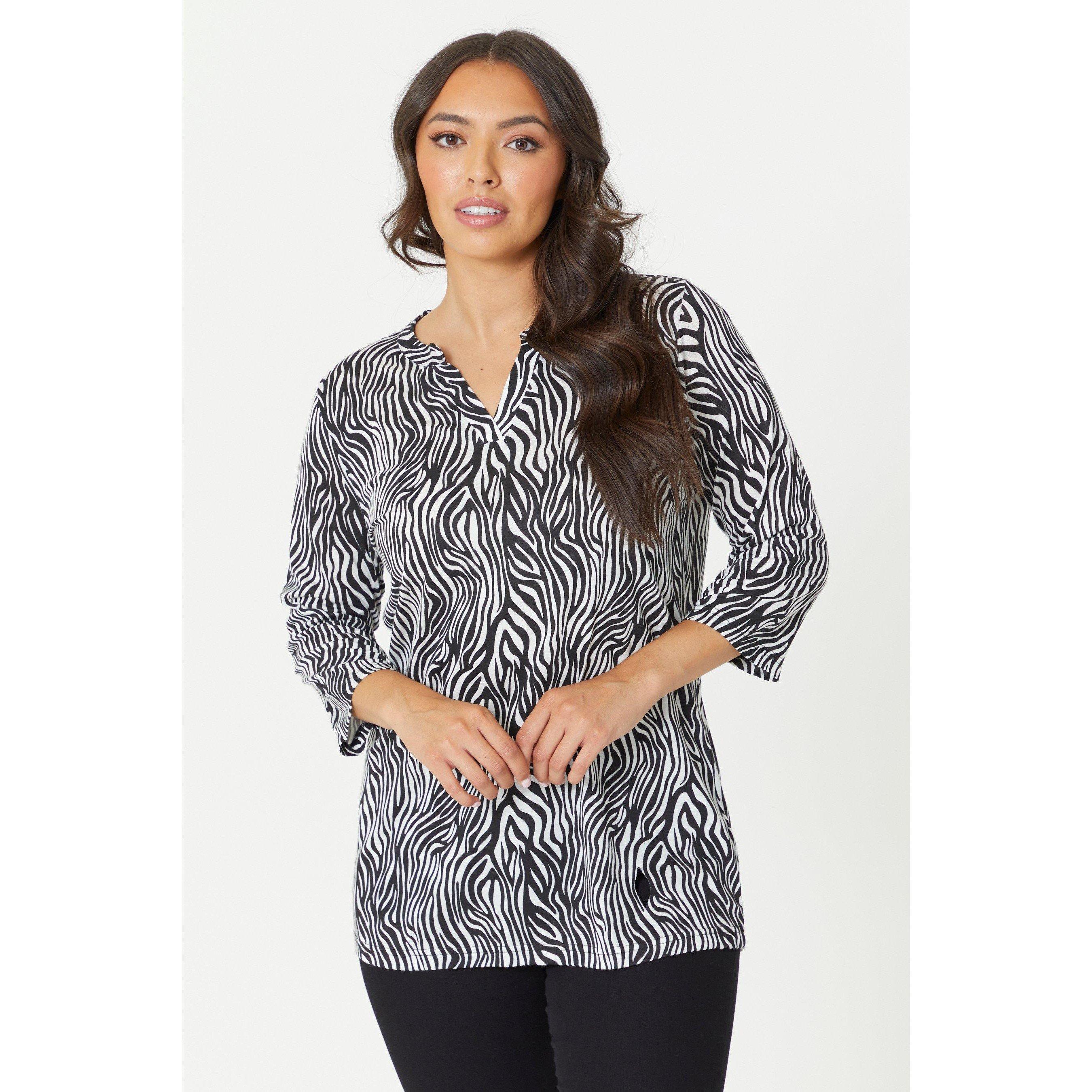 Be You Stuburt Zebra Print Collar Jersey Top