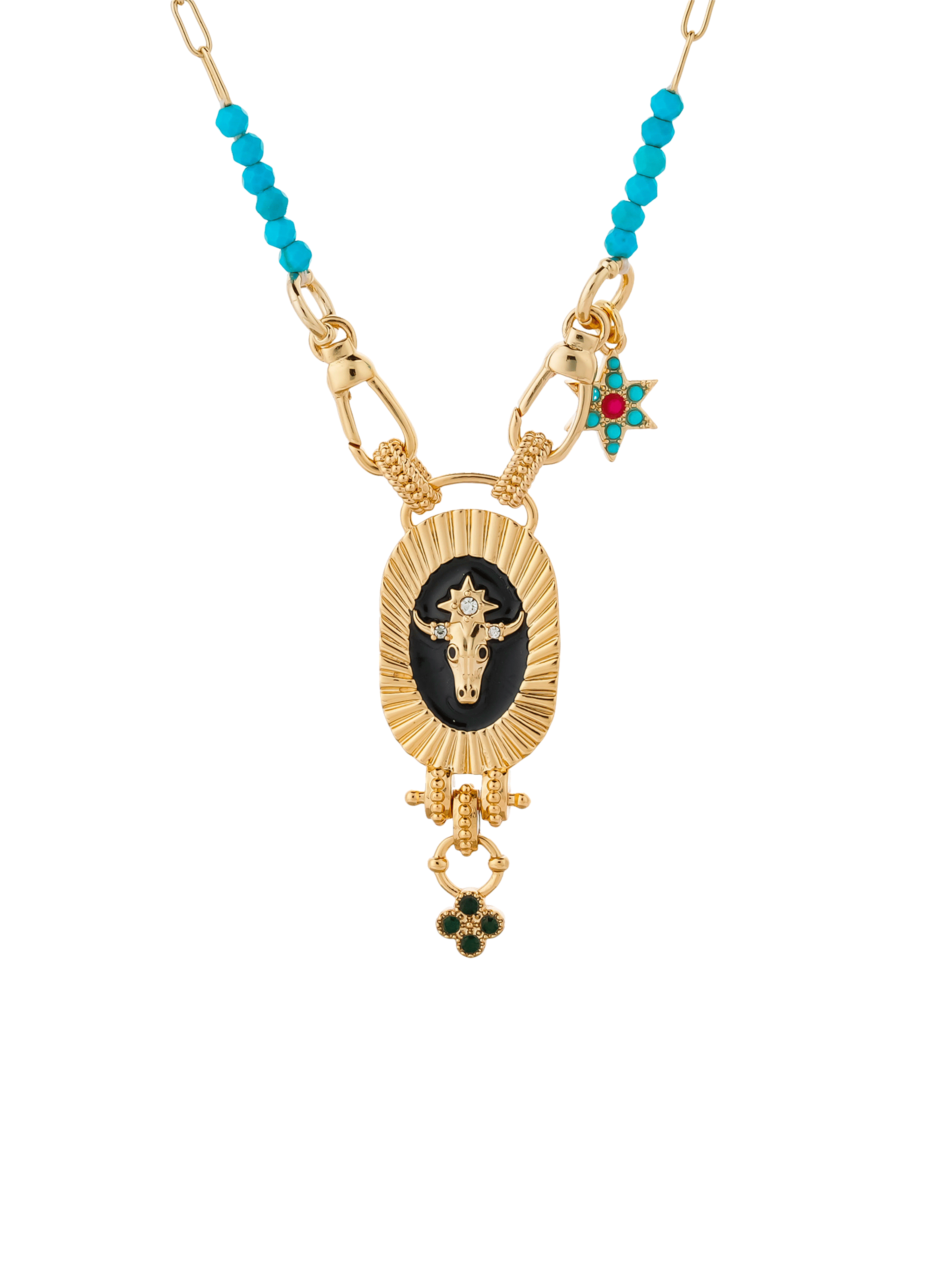 TAURI - Collier chaîne avec pendentif en laiton | Noir