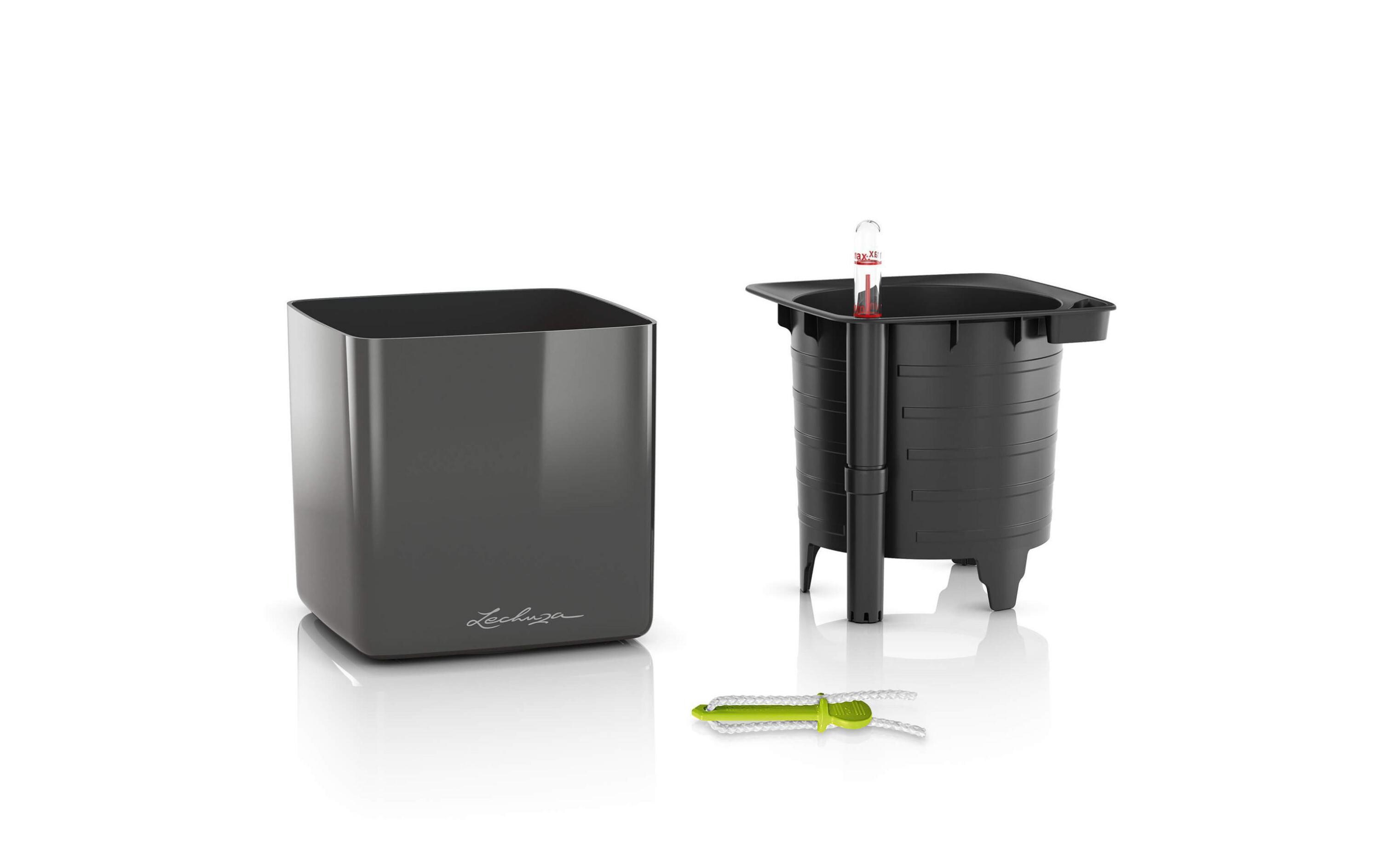 Blumentopf CUBE Glossy 16 Schwarz glanzTopf