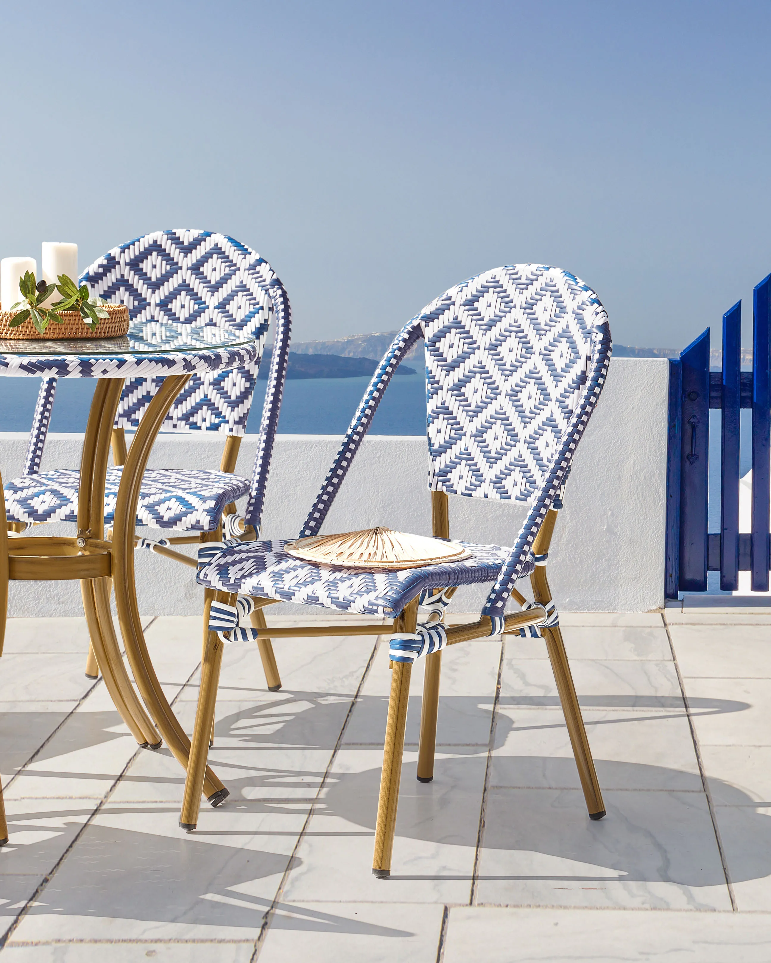 Set van 4 tuinstoelen RIFREDDO PE rotan Blauw