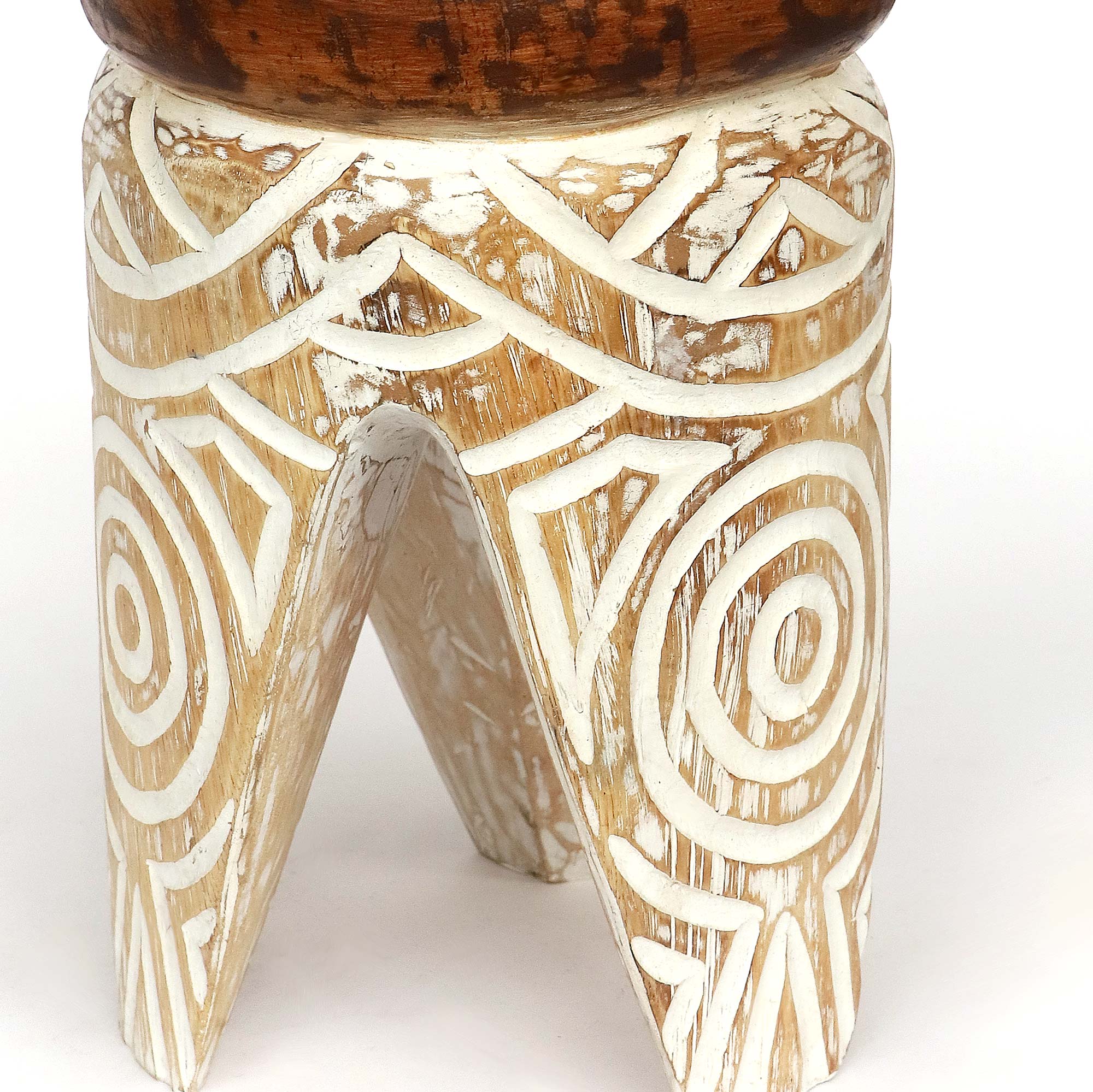 Hocker 'Toraja', natur, weiß, Ø 27 cm, H 40 cm von fischer's lagerhaus
