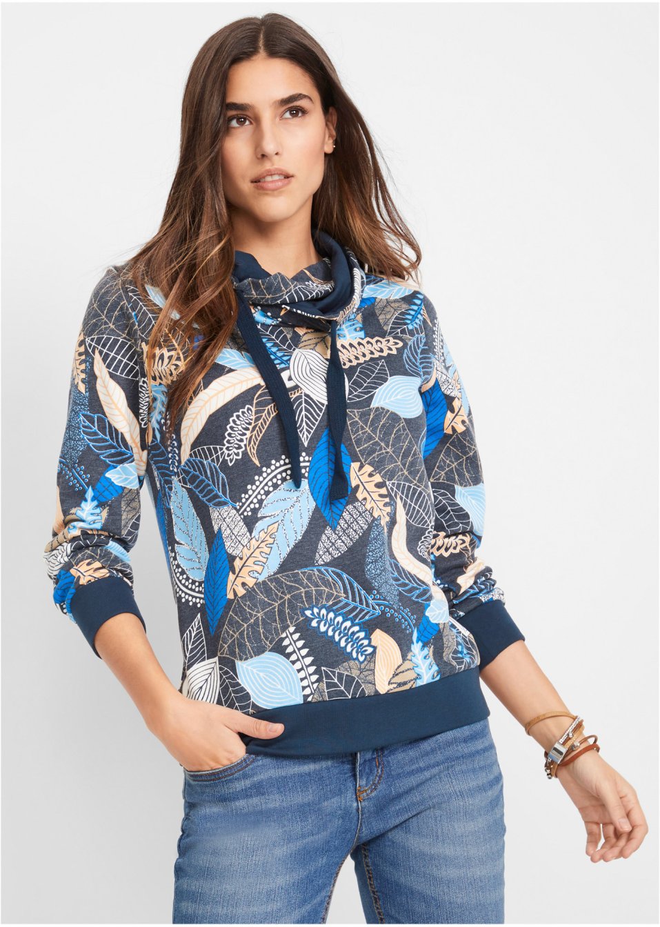 Sweat-shirt imprimé à col châle